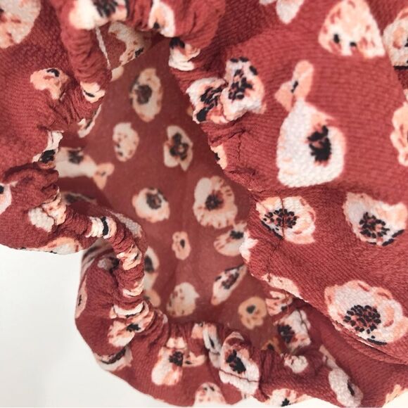 Charming Charlie Burnt Orange Ruffled Wrap Front Autumn Crop Blouse NEW - Picture 11 of 14